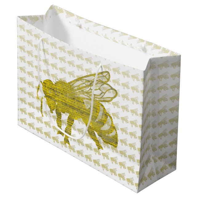 Letterpress Bee Large Gift Bag (Front Angled)