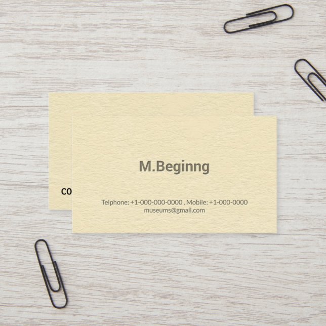 Letterpress Cream Coloured Professional Business Card (Front/Back In Situ)