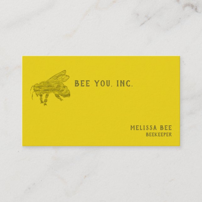 Letterpress Style Bee Business Card (Front)