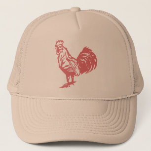 Letterpress Style Red Rooster Trucker Hat