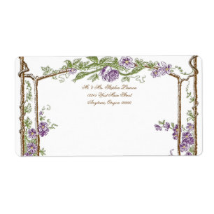 Letterpress Style Vintage Faux Bois Trellis Purple