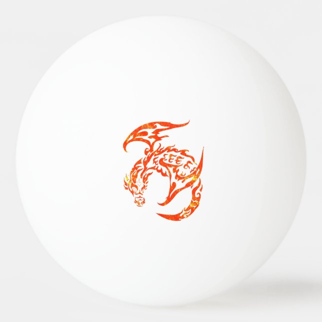 Letterpress Tribal Style Dragon Ping Pong Ball (Front)