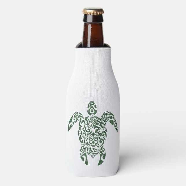 Letterpress Tribal Style Turtle Bottle Cooler (Bottle Front)