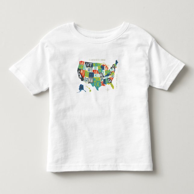 Letterpress USA Map Toddler T-Shirt (Front)