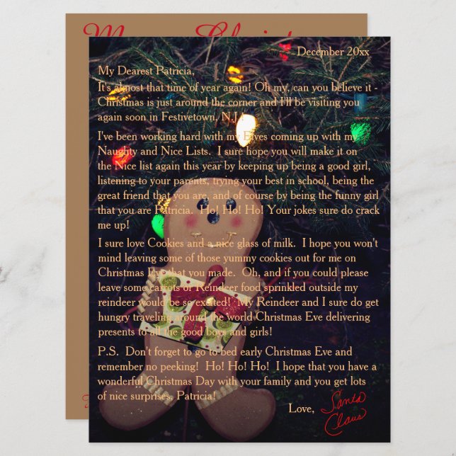 Letters from Santa Gingerbread Man Holiday Card (Front/Back)