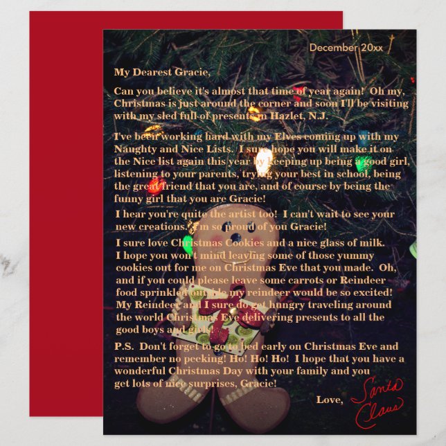 Letters from Santa Gingerbread Man Tree Lights (Front/Back)