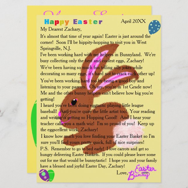 Letters from the Easter Bunny Personalisation Holiday Card (Front/Back)