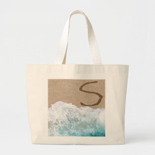 LETTERS IN THE SAND S LARGE TOTE BAG