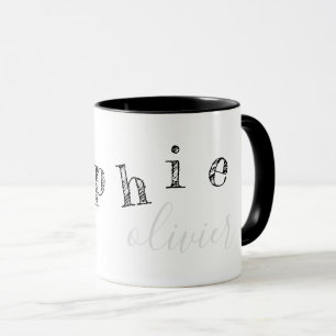 letters of your name cool black/white mug