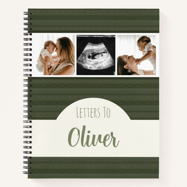 Letters To Baby Boy Green Photo Keepsake Journal (Front)