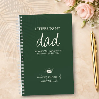 Letters to My Dad Grief Journal in Forest Green
