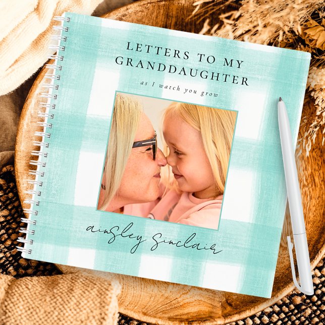 Letters to my Granddaughter Teal Gingham Photo Notebook (Creator Uploaded)