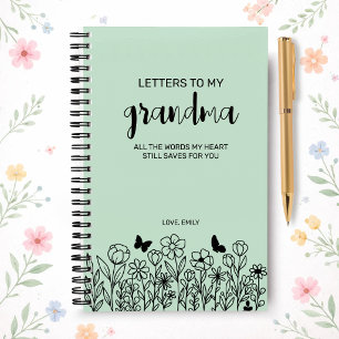 Letters to My Grandma Grief Journal in Mint Green