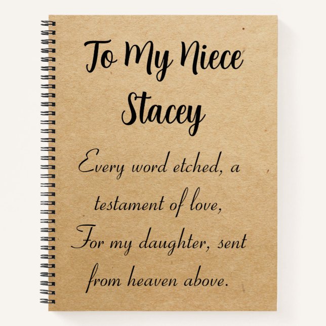 Letters to my niece personalised notebook custom (Front)