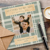 Letters to my Son Buffalo Plaid Faux Wood Photo