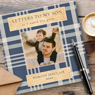 Letters to my Son Buffalo Plaid Faux Wood Photo Notebook