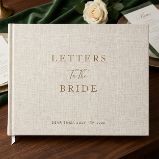 Letters To The Bride Beige Linen Bridal Shower Guest Book