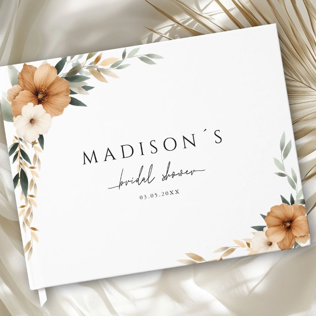 Letters to the Bride - Boho Bridal Shower Guest Book (Letters to the Bride! Custom Elegant Modern Copper & Earthy Botanical Bridal Shower Guest Book.)