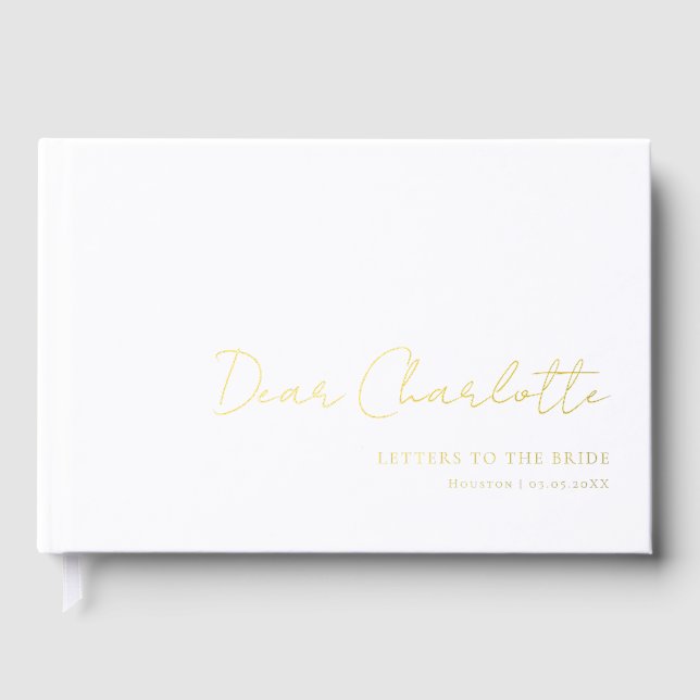 Letters to the Bride! Minimal, Handwriting Font  Guest Book (Front)