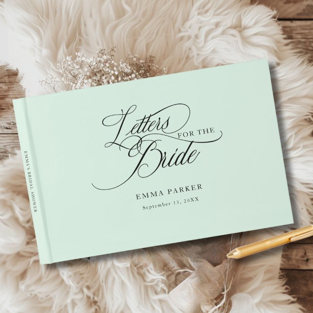 Letters to the Bride, Modern, Elegant, Mint-Green Guest Book (Letters to the Bride, Modern, Elegant,Light-Green Guest Book, personalized with your name and date.)