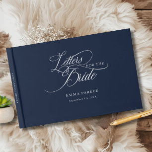 Letters to the Bride, Modern, Elegant, Navy Guest Book