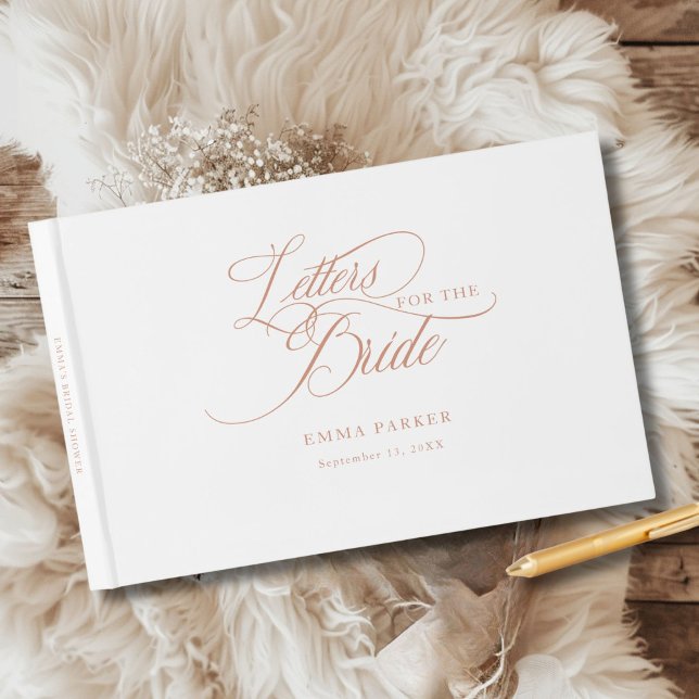 Letters to the Bride, Modern, Elegant, White Guest Book (Letters to the Bride, Modern, Elegant, White Guest Book, personalized with your name and date.)