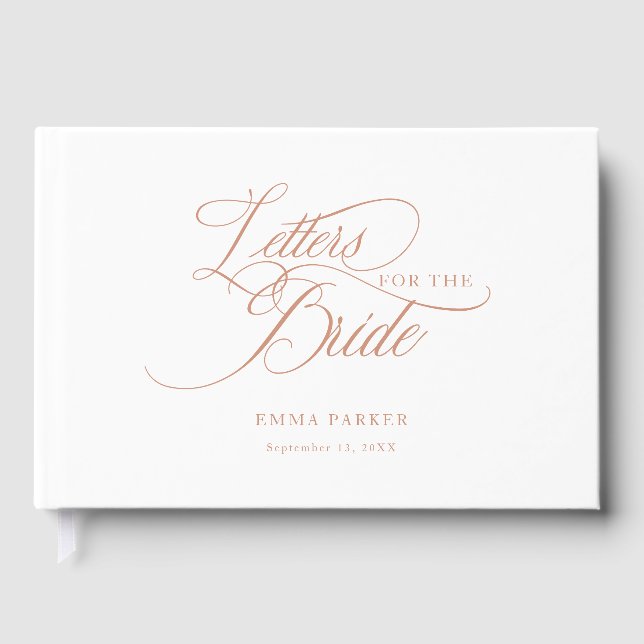 Letters to the Bride, Modern, Elegant, White Guest Guest Book (Front)