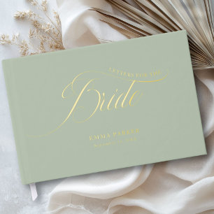 Letters to the Bride, Sage-Green, Gold- Guest Book