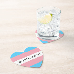 #LetThemPlay Transgender Athletes Trans Flag Paper Coaster