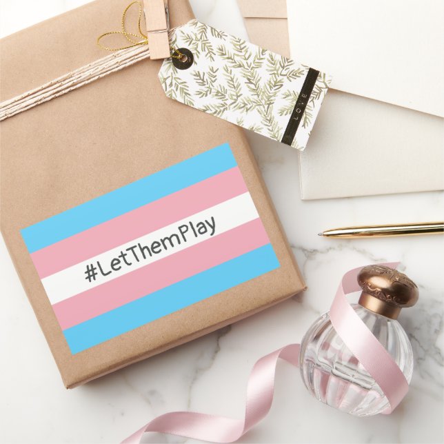 #LetThemPlay Transgender Athletes Trans Flag Rectangular Sticker (Gifting)