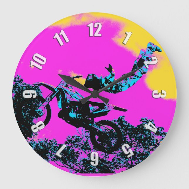 Letting Go - Freestyle Motocross Stunt Large Clock (Front)