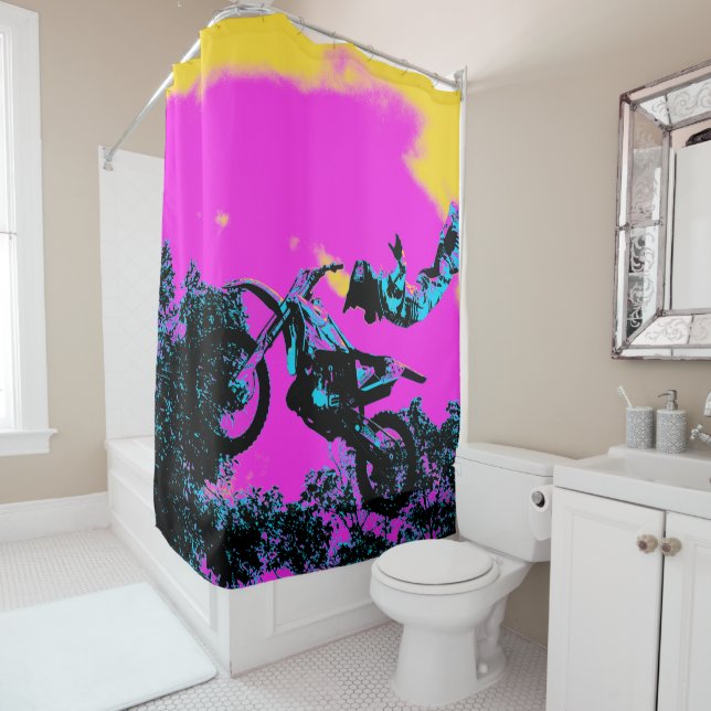 Letting Go - Freestyle Motocross Stunt Shower Curtain (In Situ)