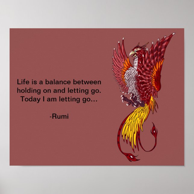 'Letting Go' Phoenix Bird Art Poster (Front)
