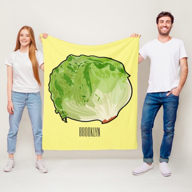 Lettuce cartoon illustration  fleece blanket (In Situ)