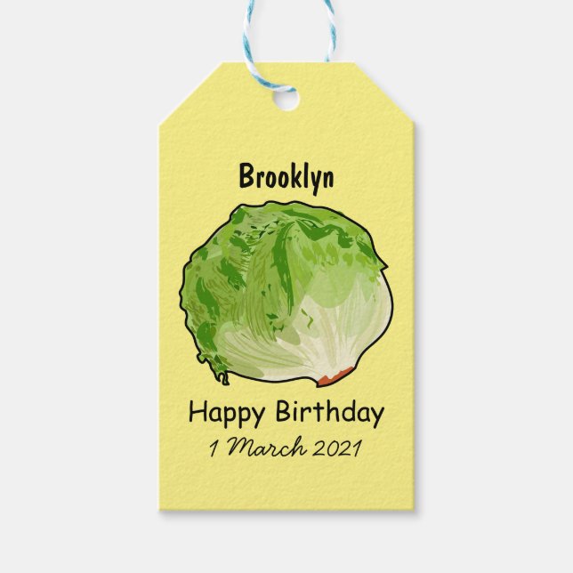 Lettuce cartoon illustration  gift tags (Front)