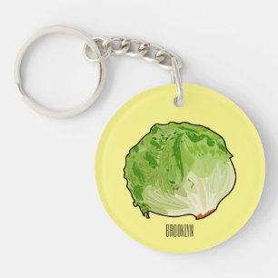 Lettuce cartoon illustration  key ring