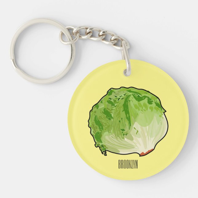 Lettuce cartoon illustration  key ring (Front)