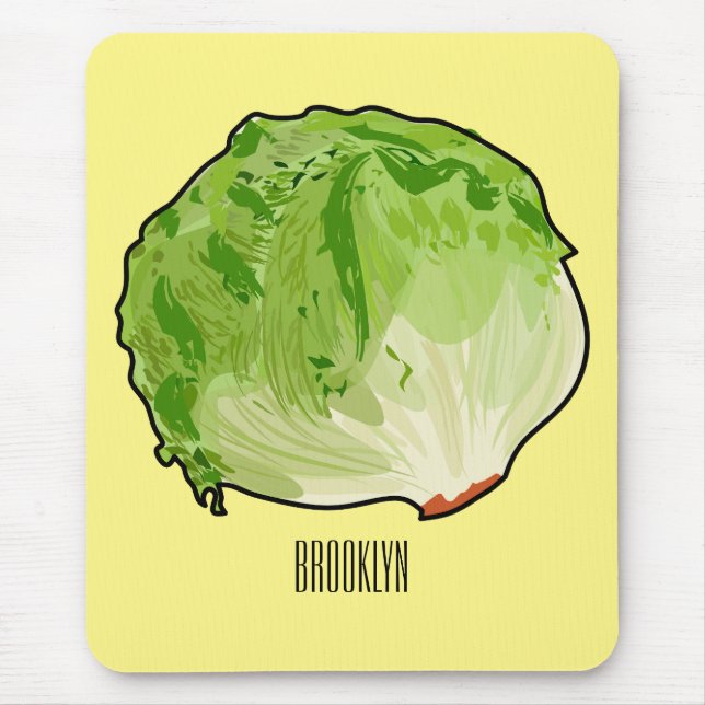 Lettuce cartoon illustration  mouse pad (Front)