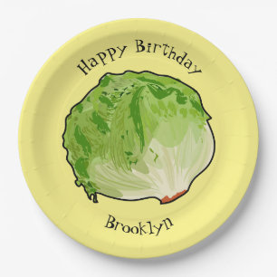 Lettuce cartoon illustration paper plate