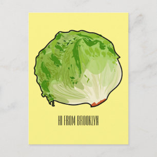 Lettuce cartoon illustration postcard