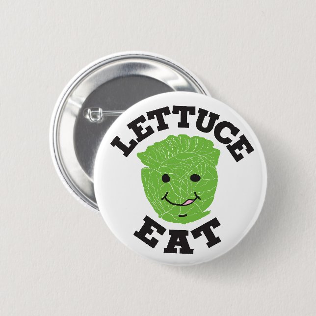 Lettuce Eat Funny Quotes Art Lettuce Art Design 6 Cm Round Badge (Front & Back)