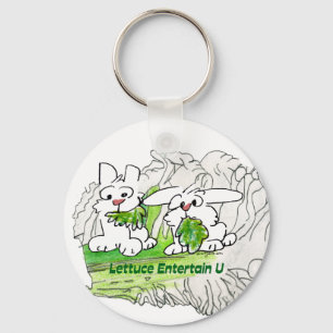Lettuce Entertain U Cartoon Rabbits Key Ring