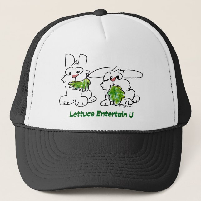 Lettuce Entertain U Cartoon Rabbits Trucker Hat (Front)