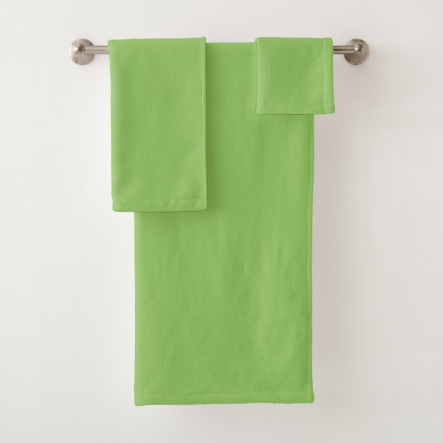 Lettuce Green Solid Colour Bath Towel Set (Insitu)