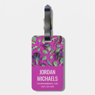 Lettuce Greens on Purple Add Your Name Luggage Tag