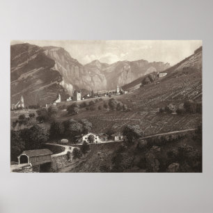 Leuk / Loèche Switzerland from Antique Print
