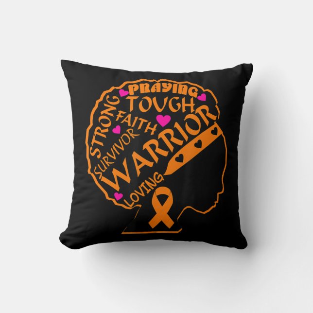 Leukaemia Awareness African American Women Black M Cushion (Front)