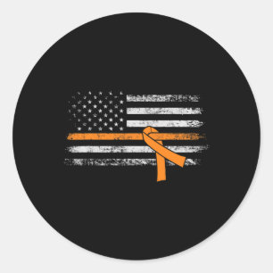 Leukaemia Awareness American Flag  Classic Round Sticker