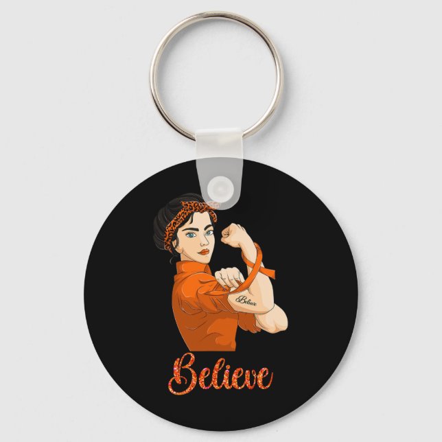 Leukaemia Awareness Believe  Key Ring (Front)