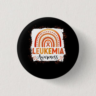 Leukaemia Awareness Bleached Rainbow Orange Ribbon 3 Cm Round Badge